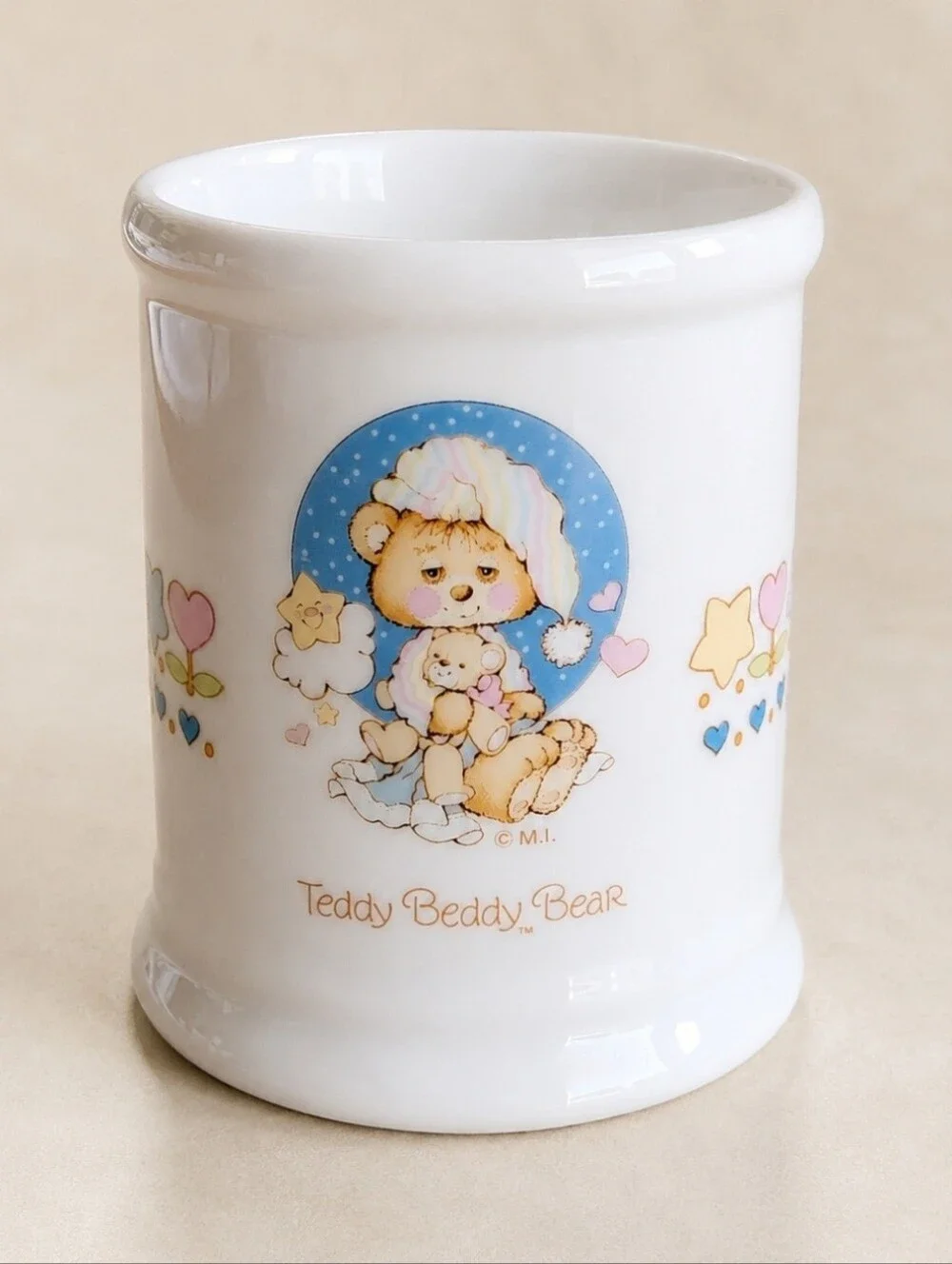 Vintage 1982 Enesco Teddy Beddy Bear Nursery Ceramic Tumbler Japan Cute